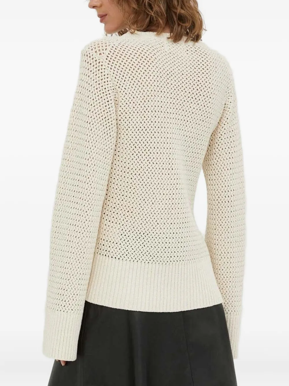 Lovechild Button-detail Open-knit Sweater In White