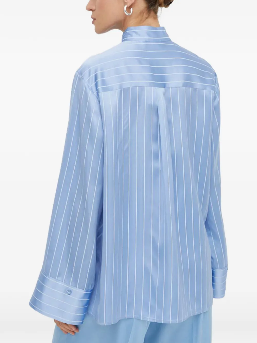 Striped Mandarin-Collar Shirt