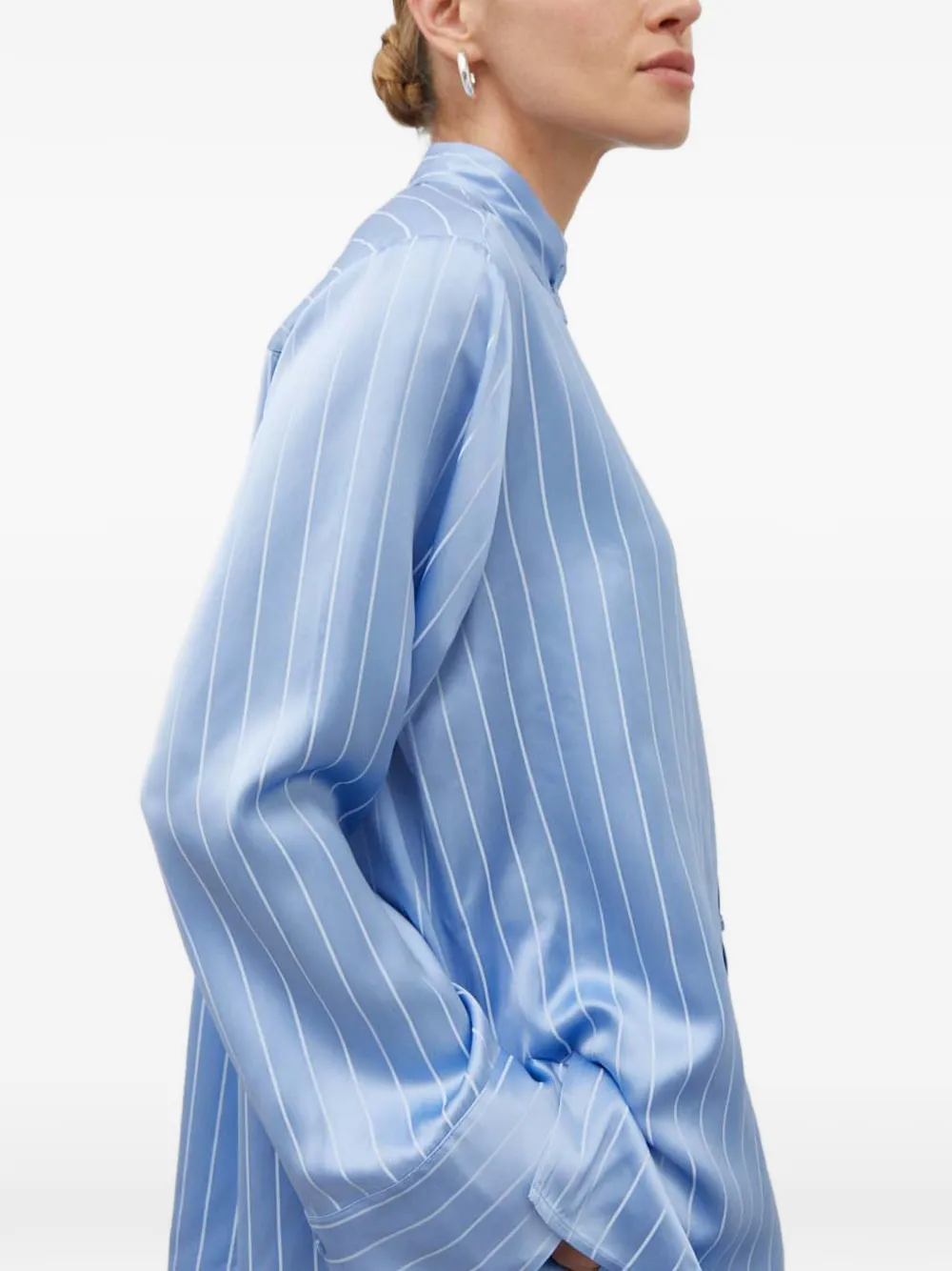 Striped Mandarin-Collar Shirt