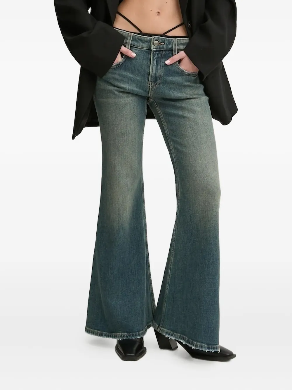 Miss Sixty Frayed-hem Flared Jeans In Blue