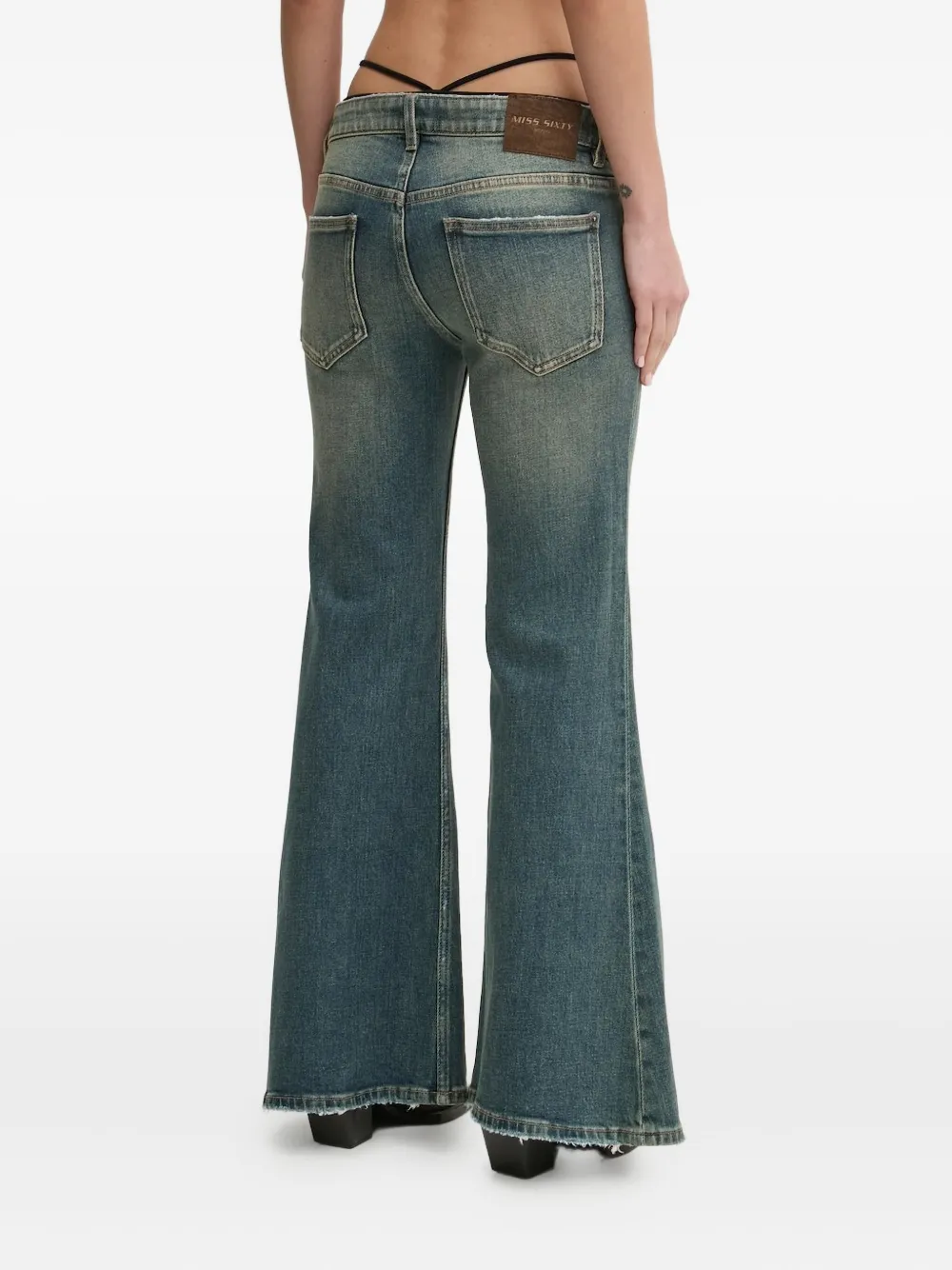 Miss Sixty frayed-hem flared jeans - Blauw