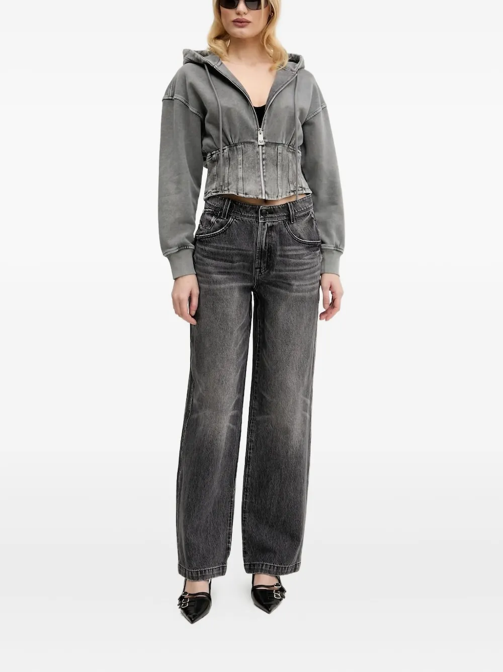 Miss Sixty Jeans met wijde pijpen en vervaagd effect Grijs