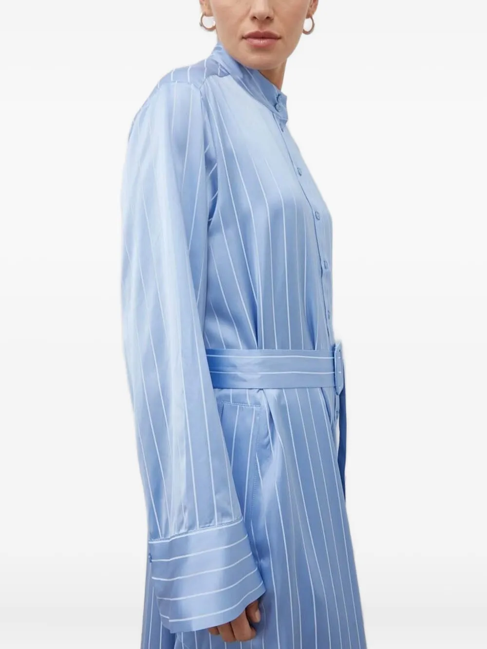 lovechild Midi-jurk met krijtstreep en ceintuur Blauw