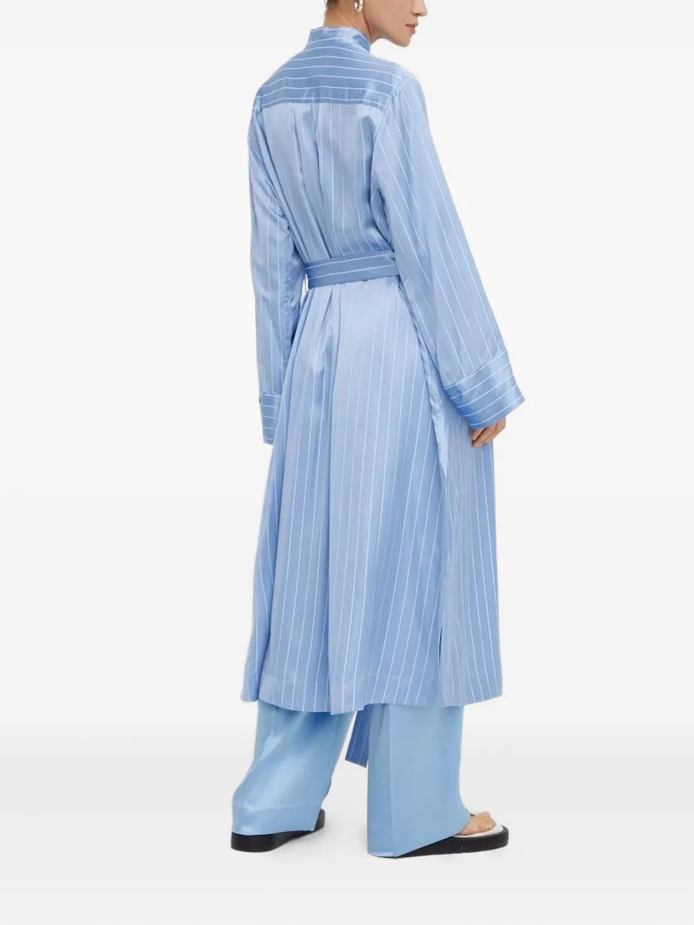 lovechild Midi-jurk met krijtstreep en ceintuur Blauw