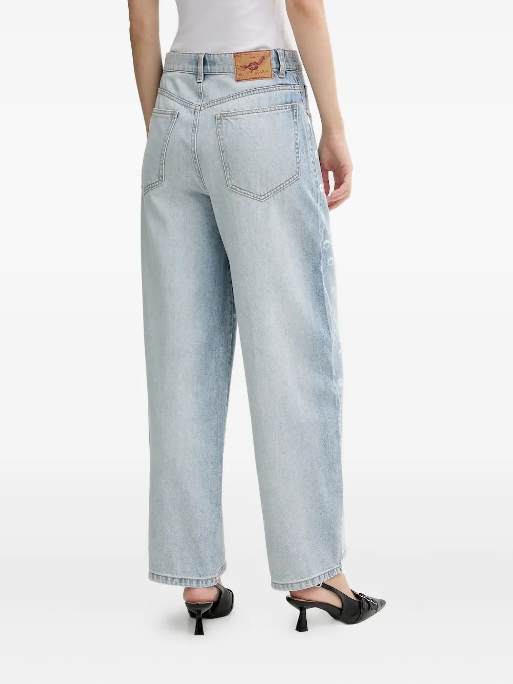 Miss Sixty Lip-print Sequin Jeans In Blue