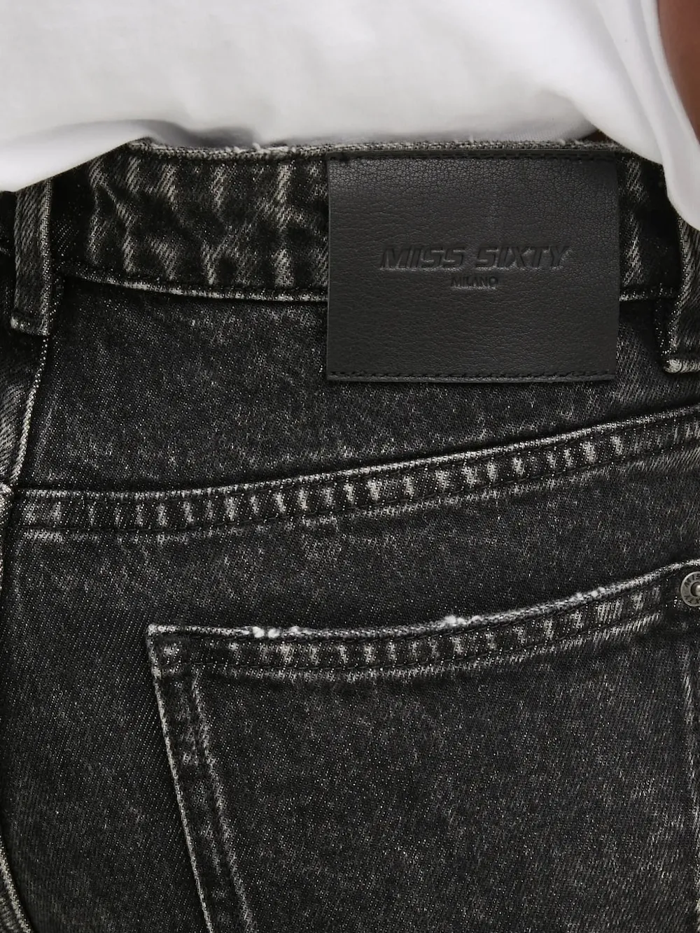 Miss Sixty Jeans met split en acid-wassing Zwart