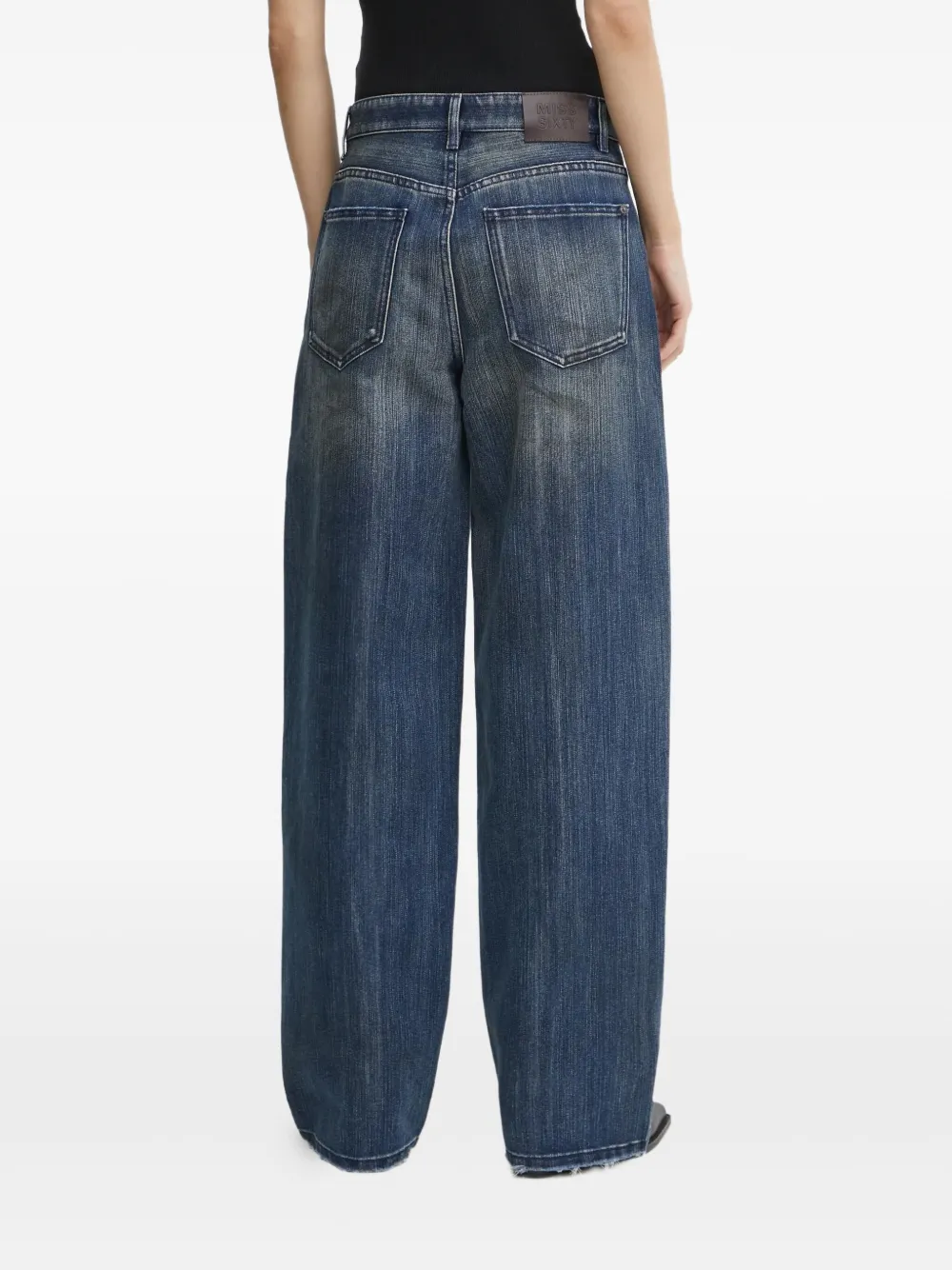 Miss Sixty Straight jeans met gerafelde wassing - Blauw