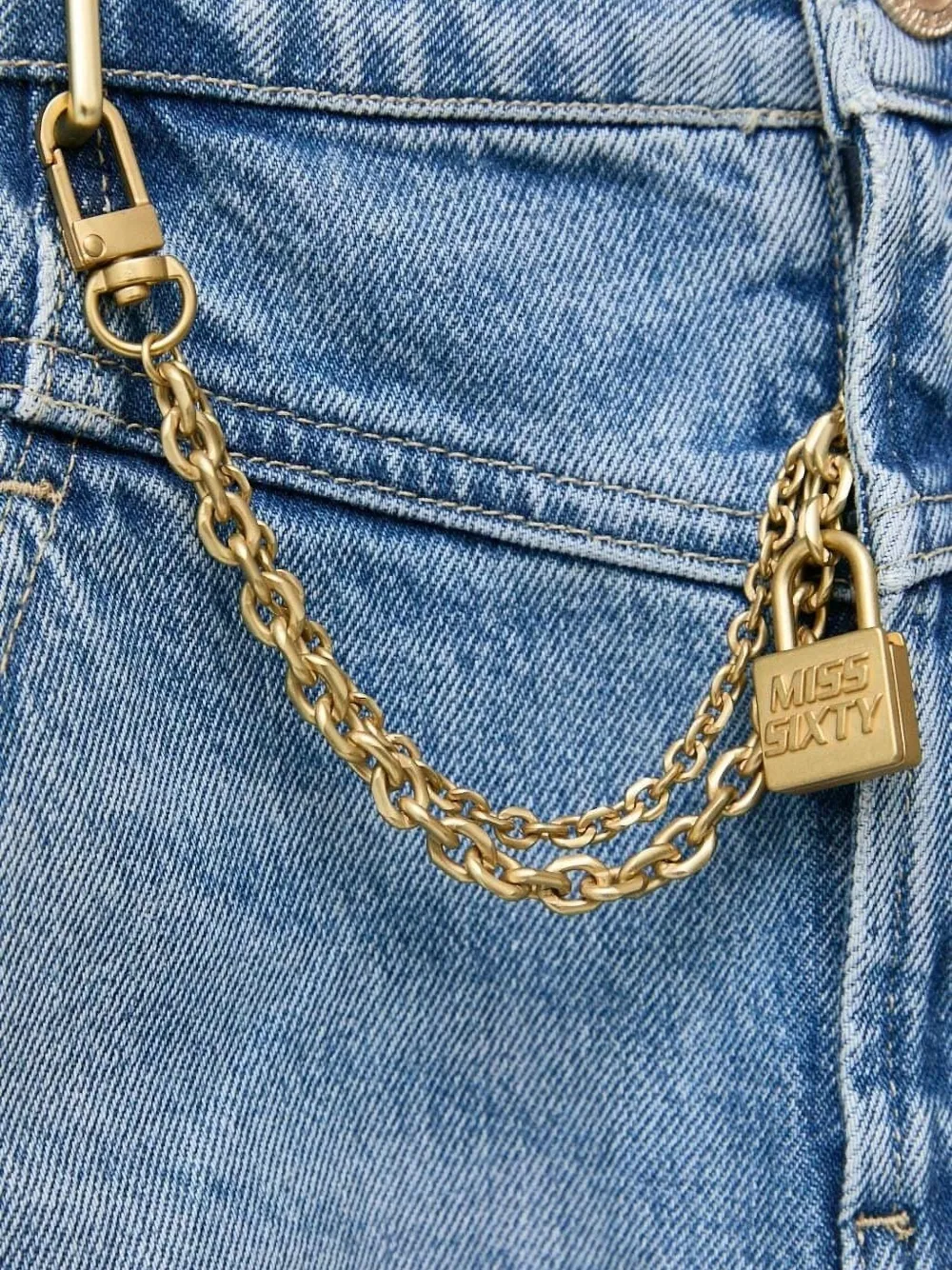 Miss Sixty Denim shorts met kettingslot Blauw