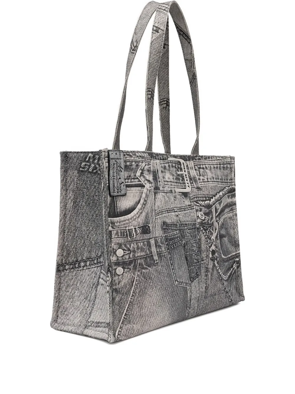 Miss Sixty Denim-print Tote Bag In Gray