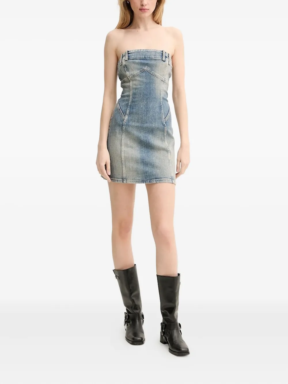 Miss Sixty strapless denim dress Blauw