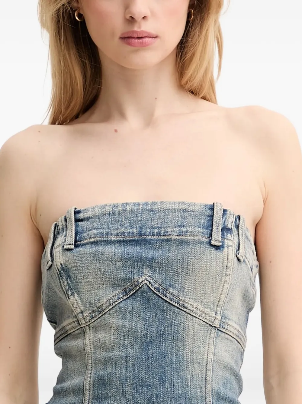 Miss Sixty strapless denim dress Blauw
