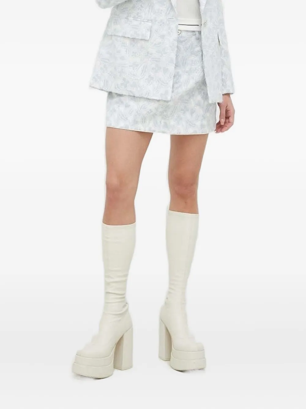 Miss Sixty Floral Mini Skirt In White