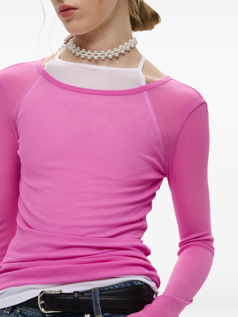 Miss Sixty Ribbed T-shirt In Pink