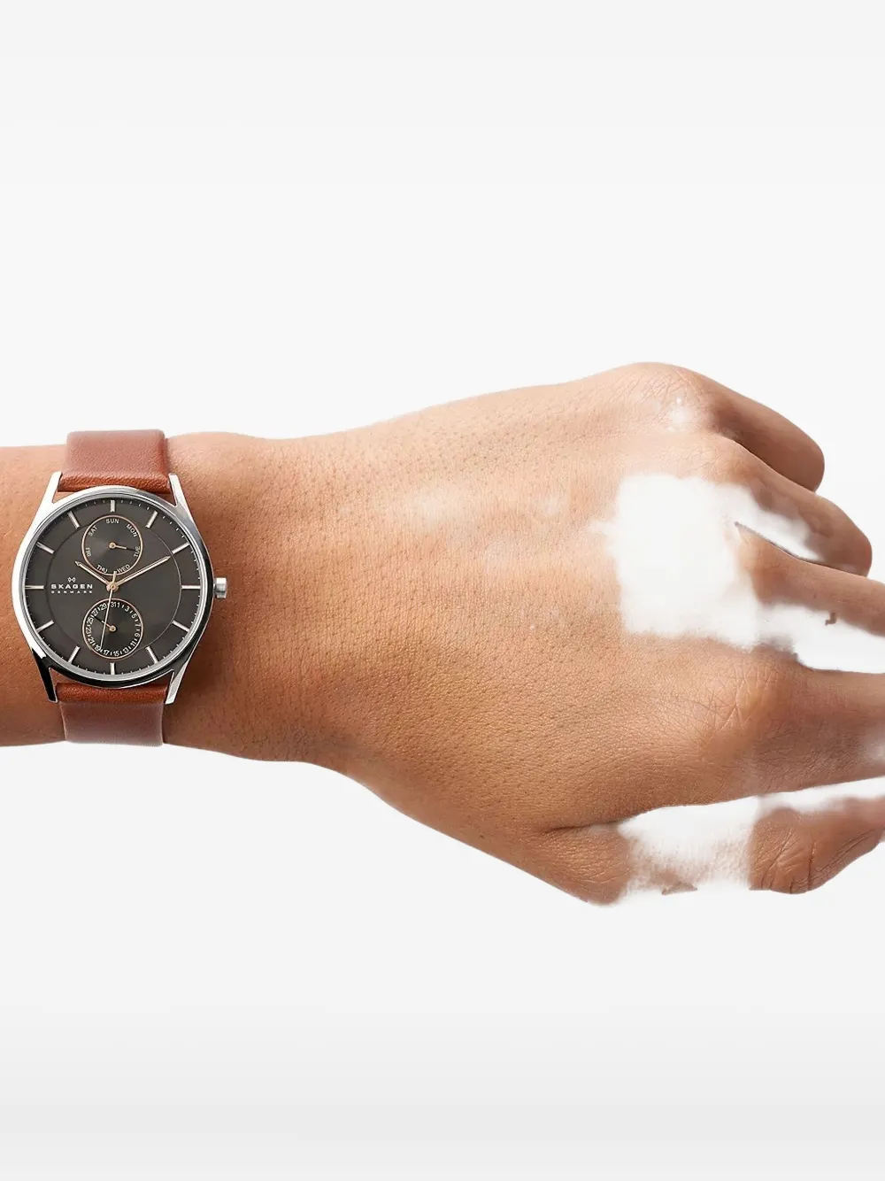 Skagen Holst Multifunction leather-strap 40mm - Bruin