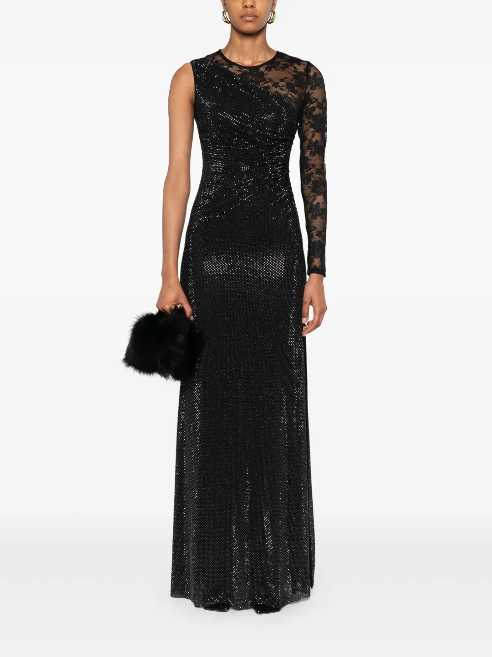 Self-Portrait rhinestone-embellished maxi dress Zwart