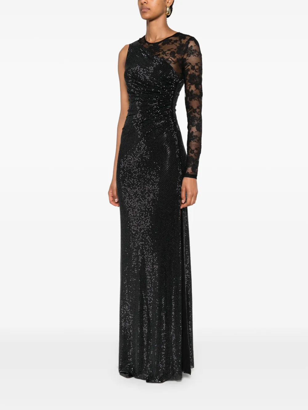 Self-Portrait rhinestone-embellished maxi dress Zwart