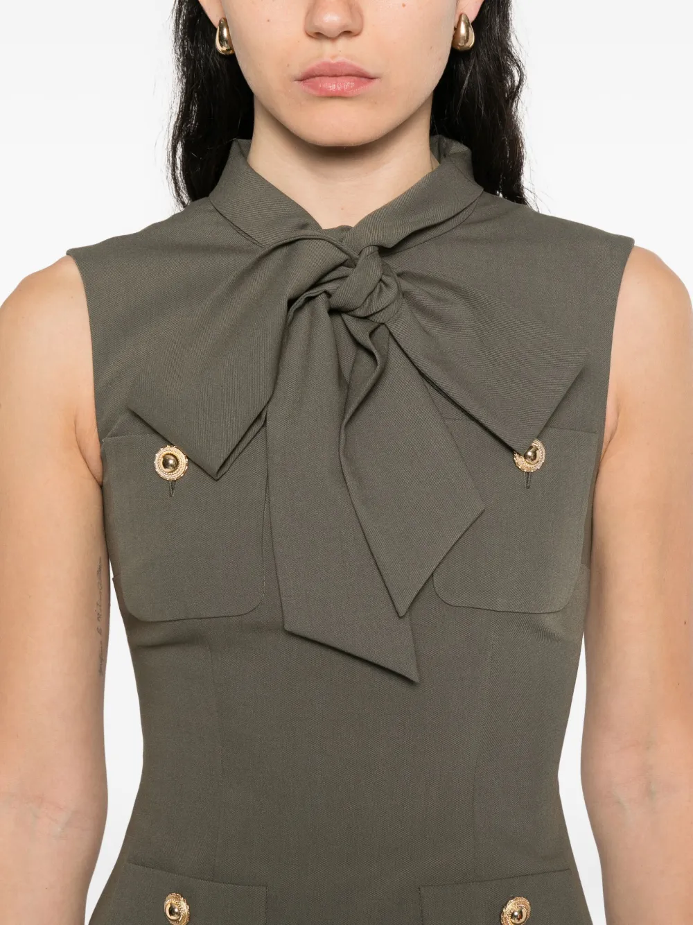 Self-Portrait twill mini dress Groen