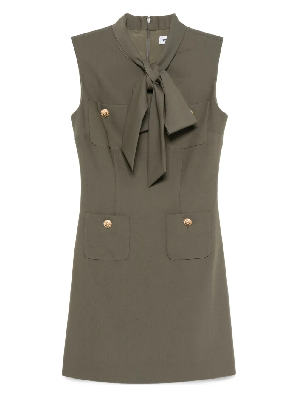 Self-Portrait twill mini dress Groen