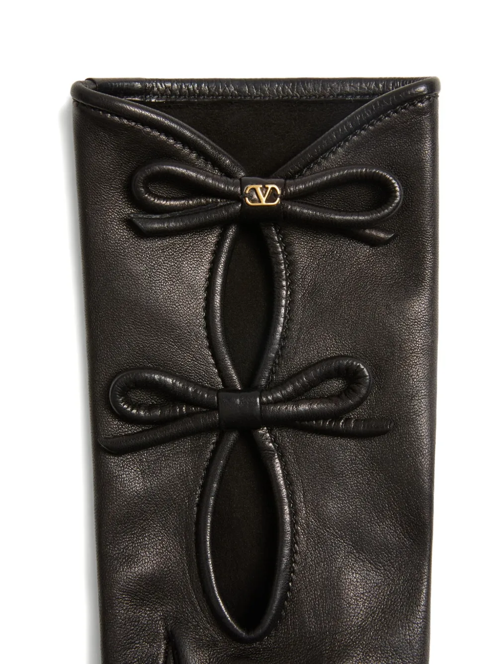 Valentino Vlogo Signature Nappa Leather Gloves With Bows In Brown