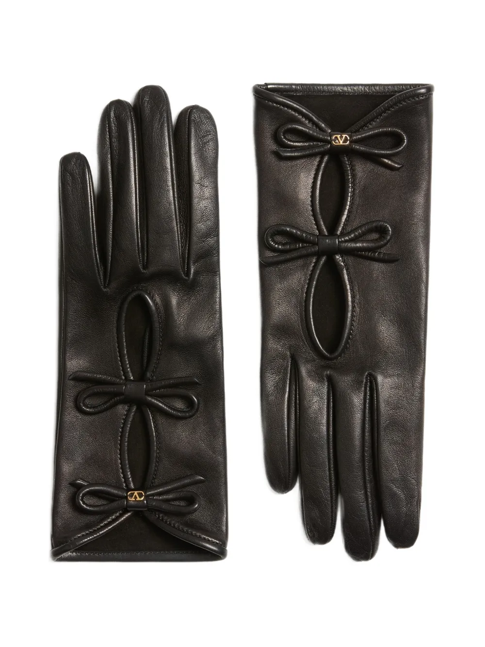 Valentino Garavani Handschuhe aus Leder mit Schleifendetail - Schwarz