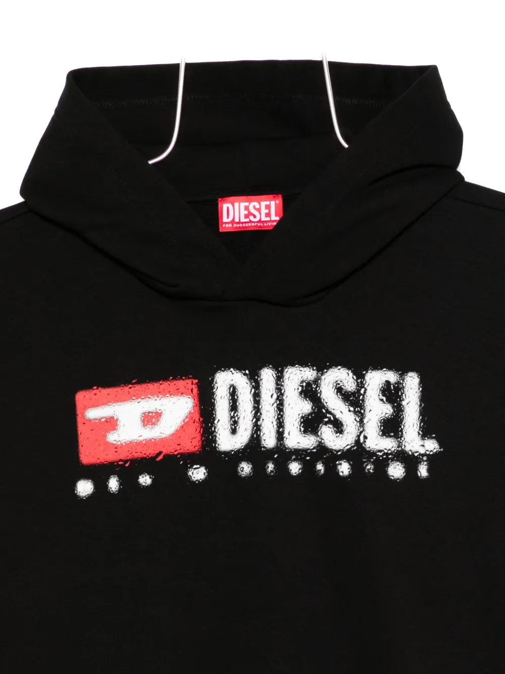 Diesel Kids logo-print cotton-blend hoodie Zwart