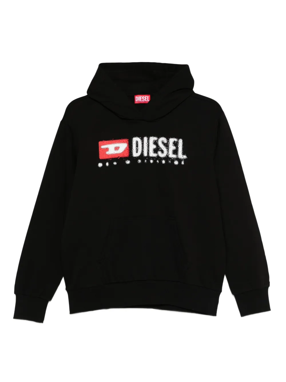 Diesel Kids logo-print cotton-blend hoodie Zwart