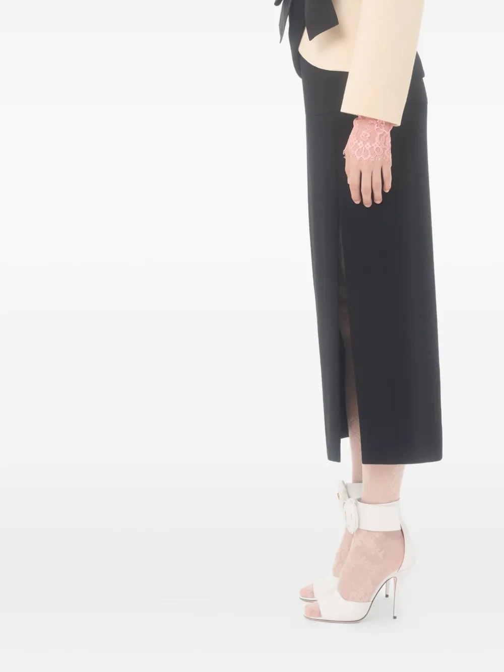 Valentino Crêpe Midi Skirt In Black