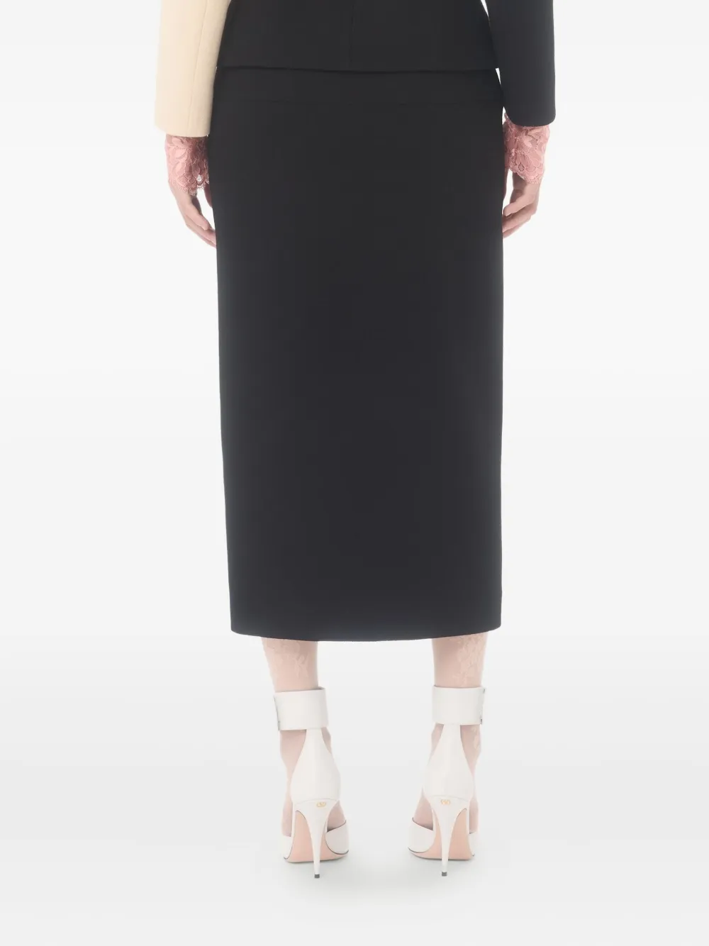 Valentino Crêpe Midi Skirt In Black