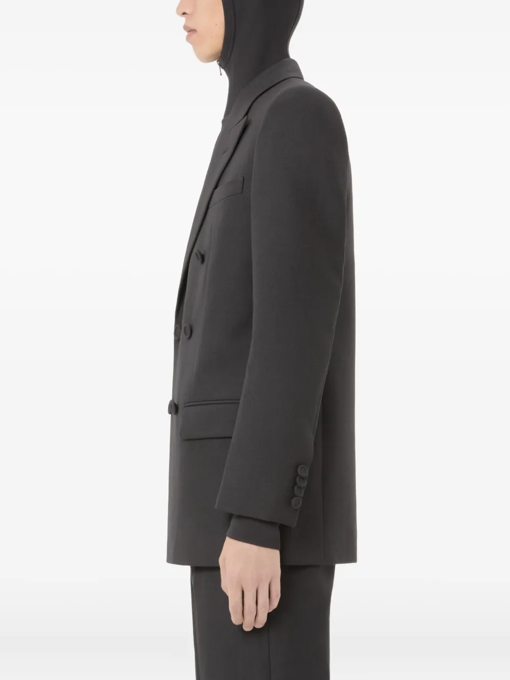 Valentino Double-breasted Suit Jacket In Gray