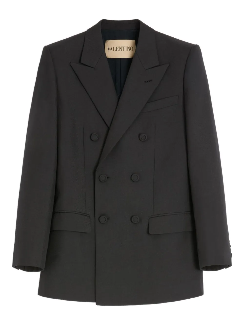 Valentino Double-breasted Suit Jacket In Gray
