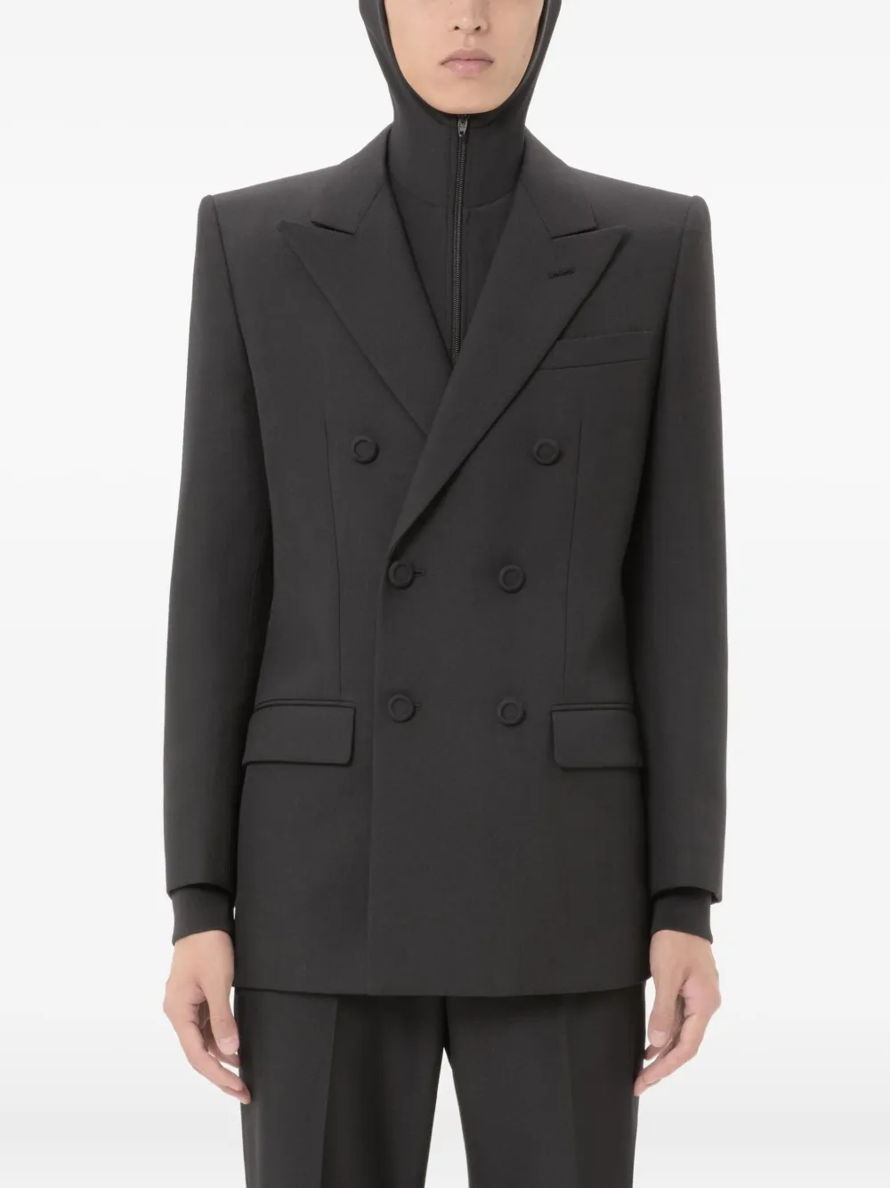 Valentino Double-breasted Suit Jacket In Gray