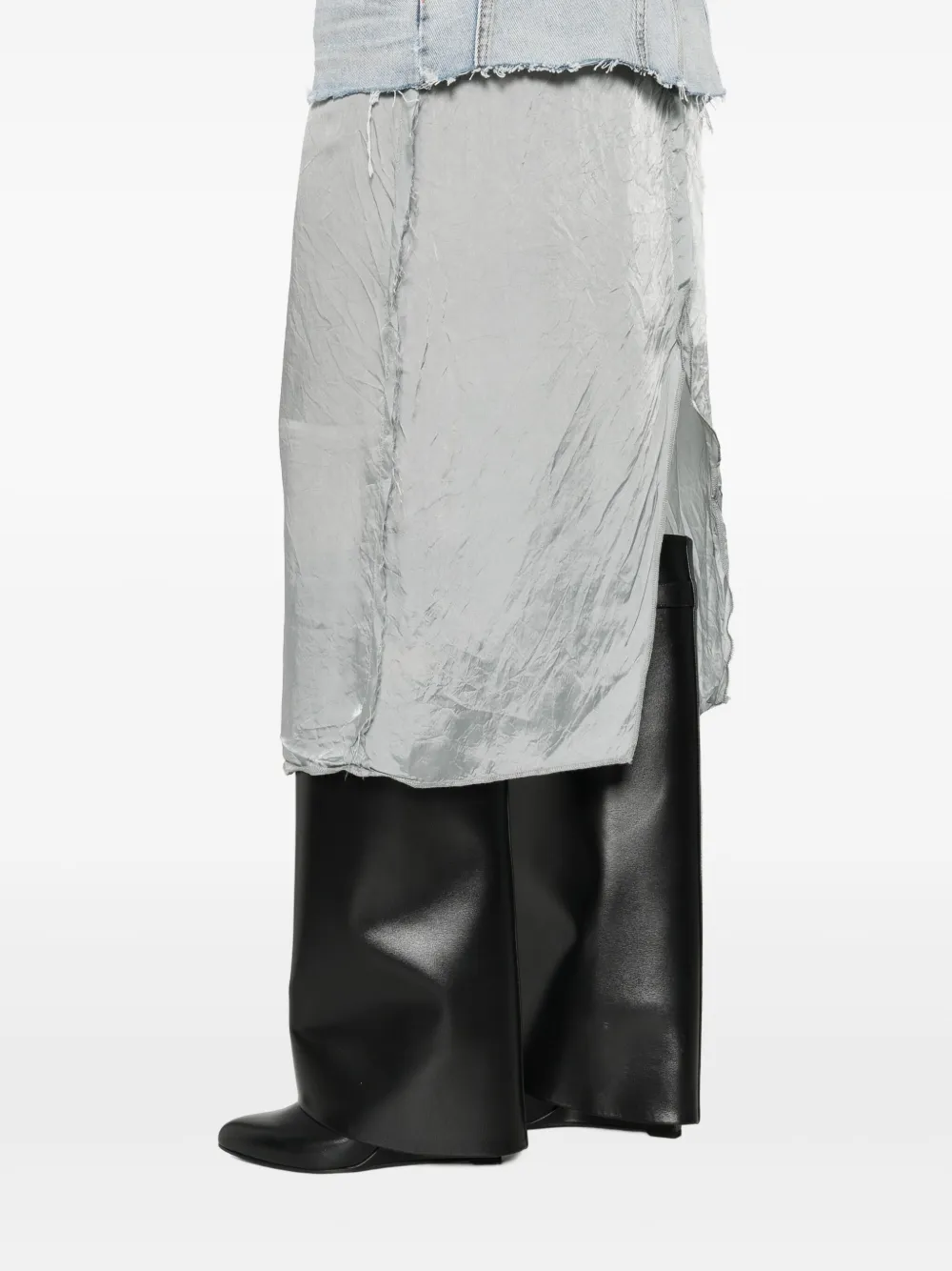 Balenciaga Ripped Off Denim Midi Skirt In Blue