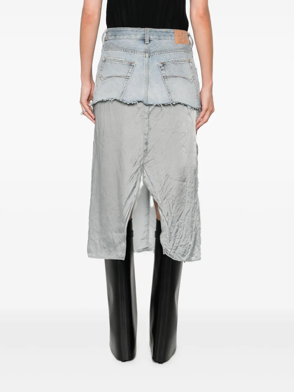 Balenciaga Ripped Off Denim Midi Skirt In Blue