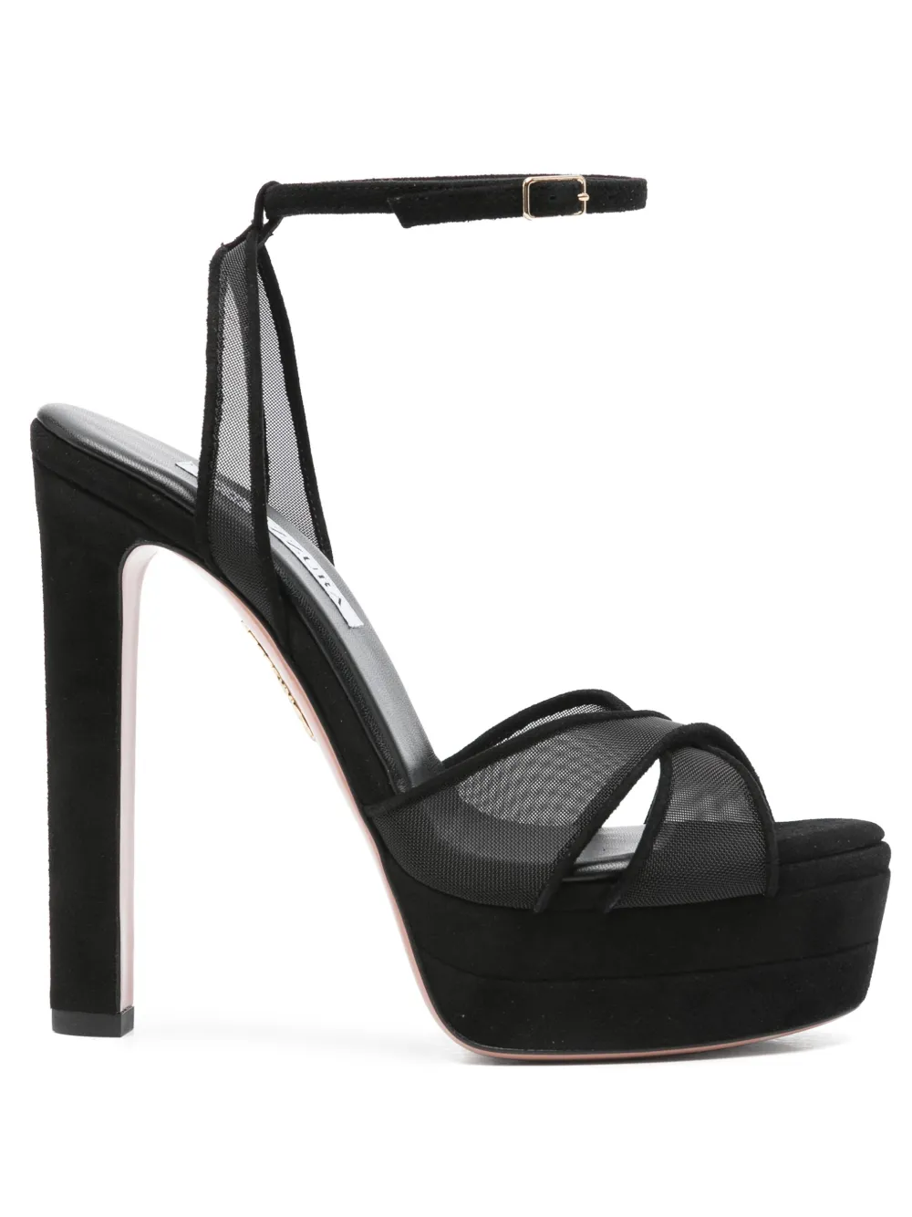 Aquazzura 150mm mesh-panelled platform sandals Zwart
