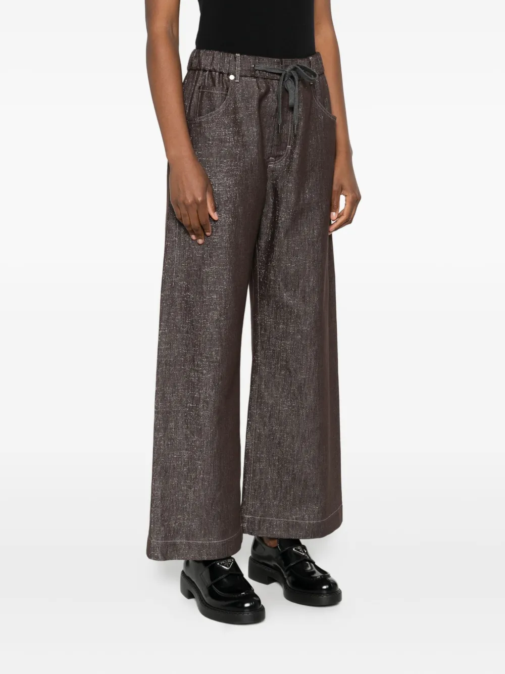 Brunello Cucinelli Broek met trekkoordtaille Grijs