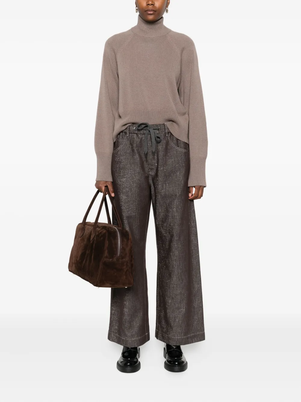 Brunello Cucinelli Broek met trekkoordtaille Grijs