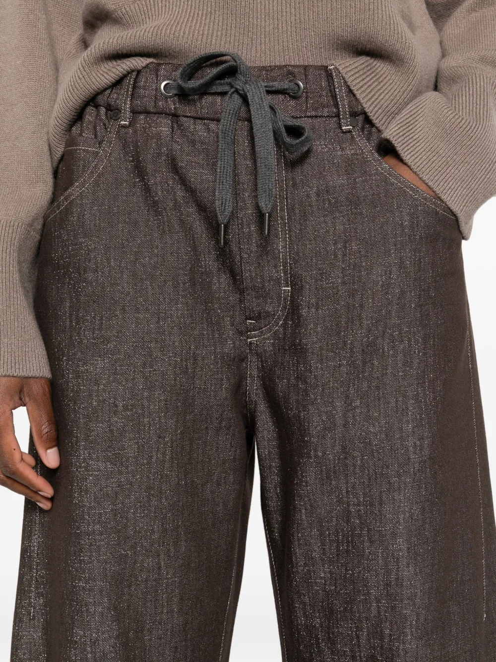 Brunello Cucinelli Broek met trekkoordtaille Grijs