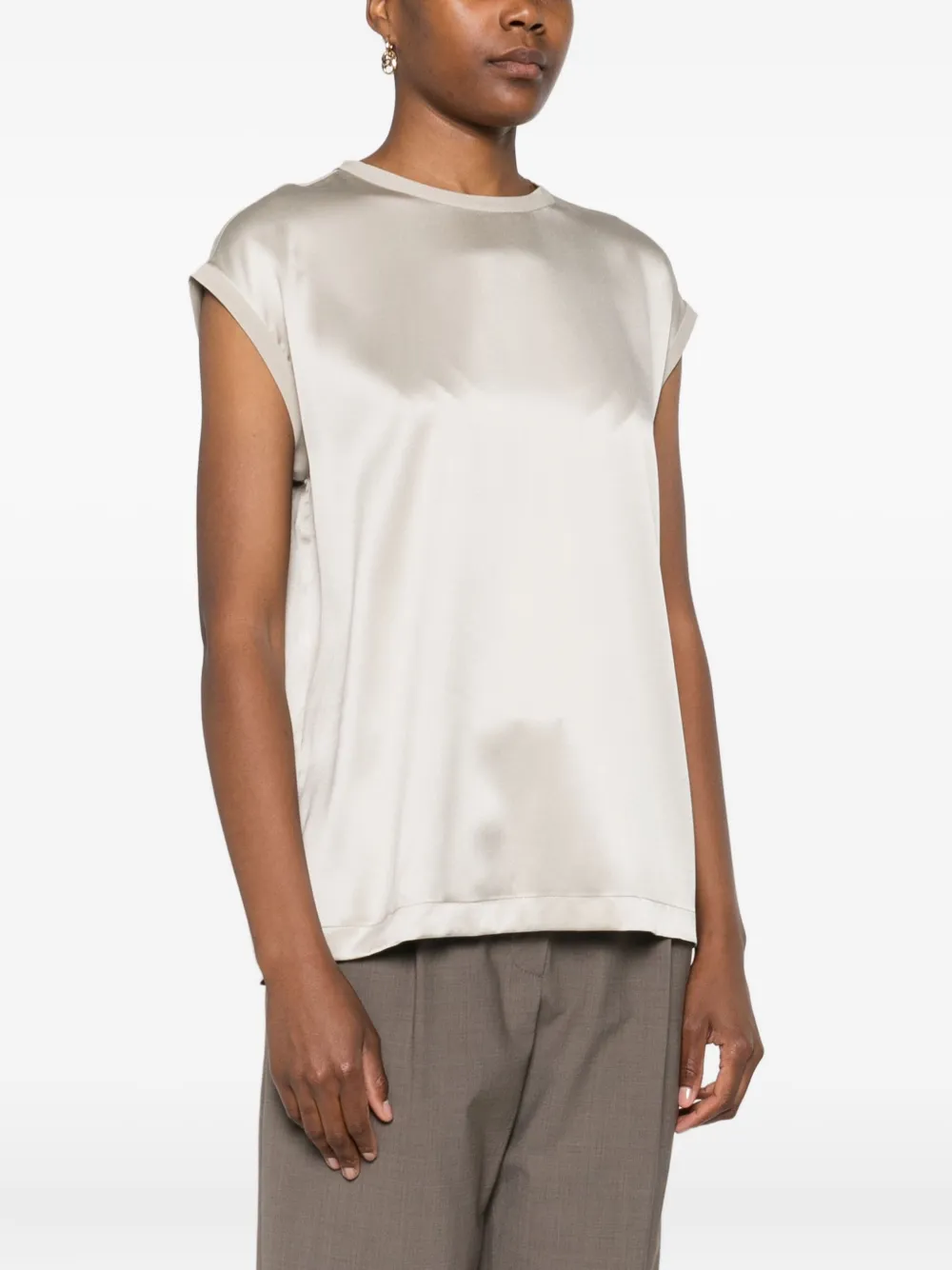 Brunello Cucinelli Top met ronde hals Grijs