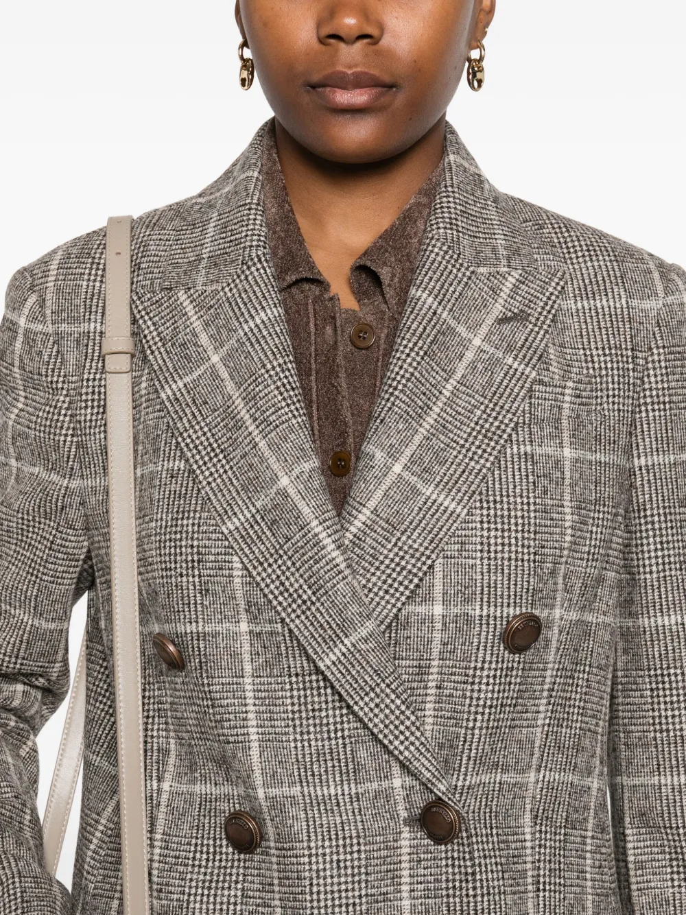 Brunello Cucinelli Geruite blazer Bruin