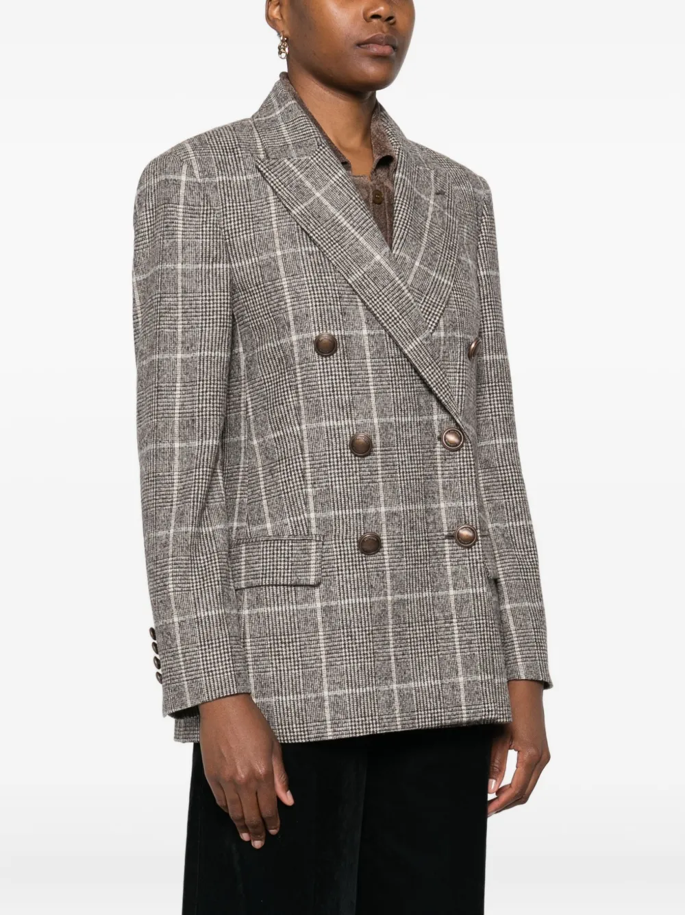 Brunello Cucinelli Geruite blazer Bruin