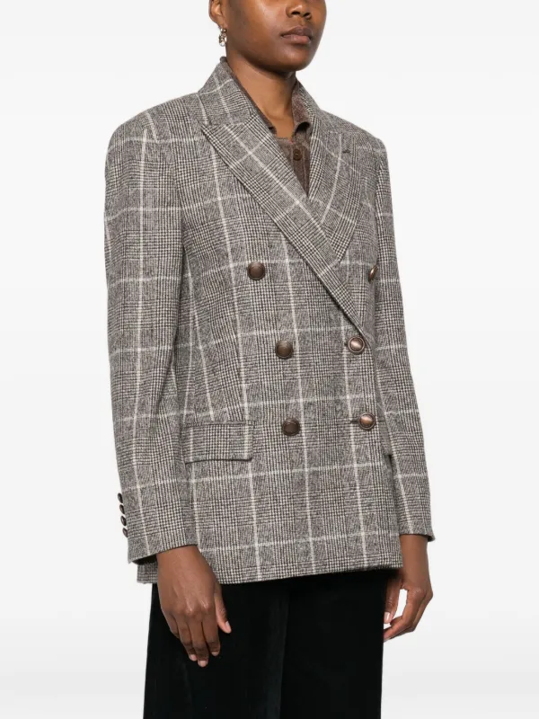 Brunello Cucinelli Checked double-breasted Blazer | Brown