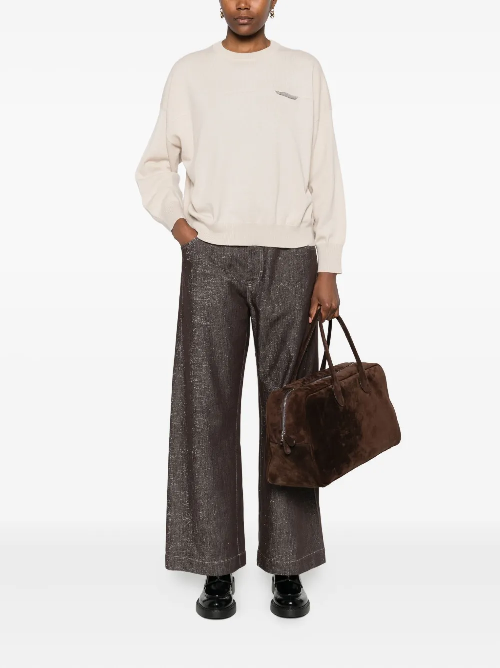 Brunello Cucinelli Monili-verfraaide trui Beige