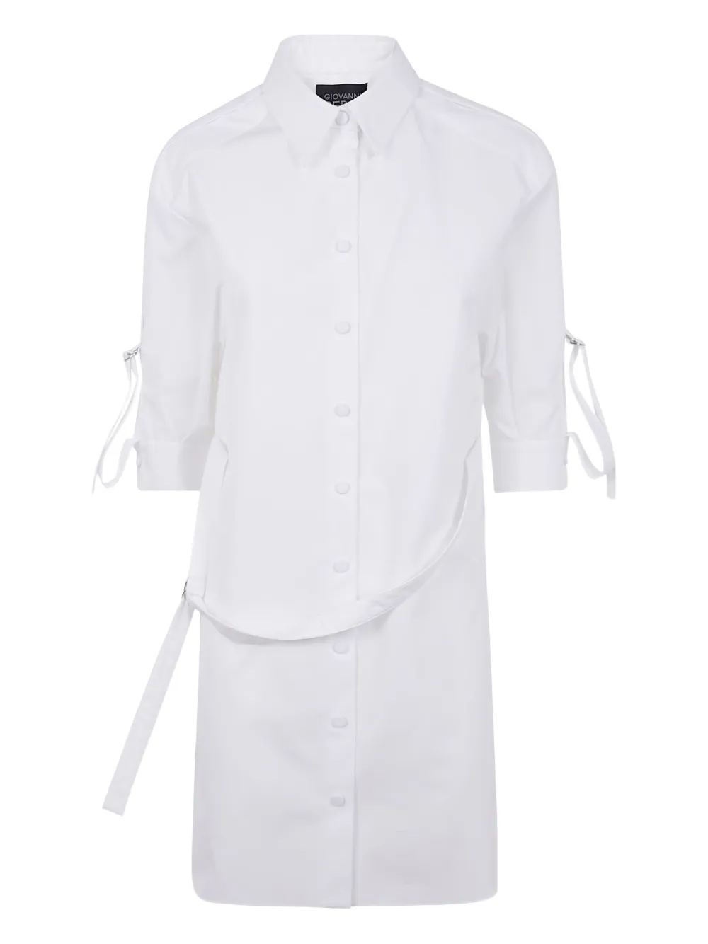 tie-fastening cotton mini shirt dress