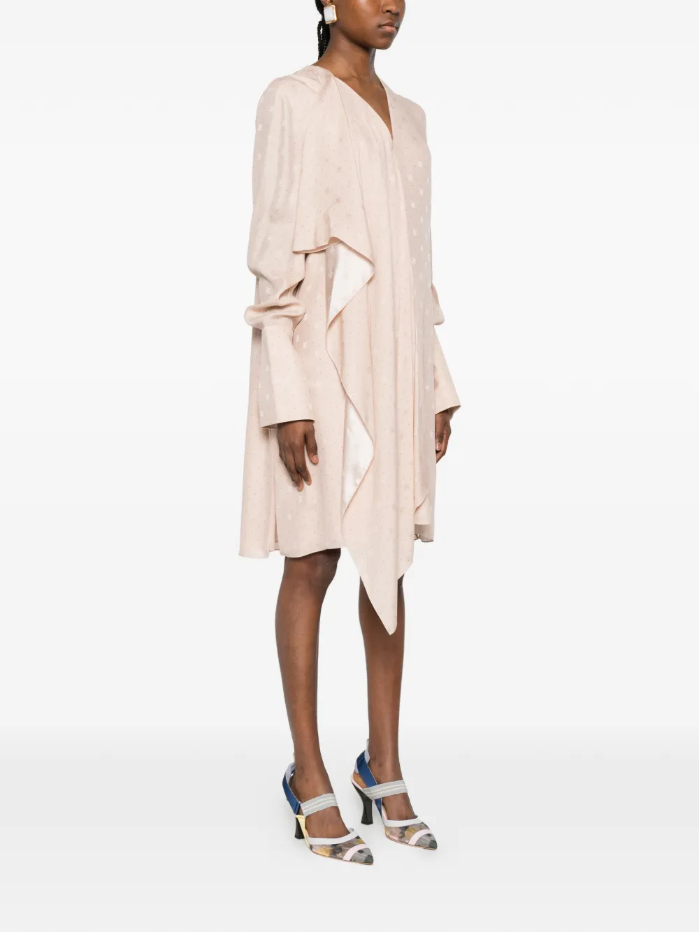  Fendi Vestido Corto Con Cuello En V - Rosa 