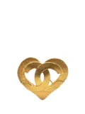 CHANEL Pre-Owned 1995 Gold Plated CC Heart Brooch costume brooch