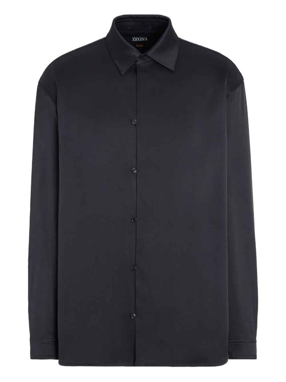 Zegna long-sleeve silk shirt | Black | Image 1