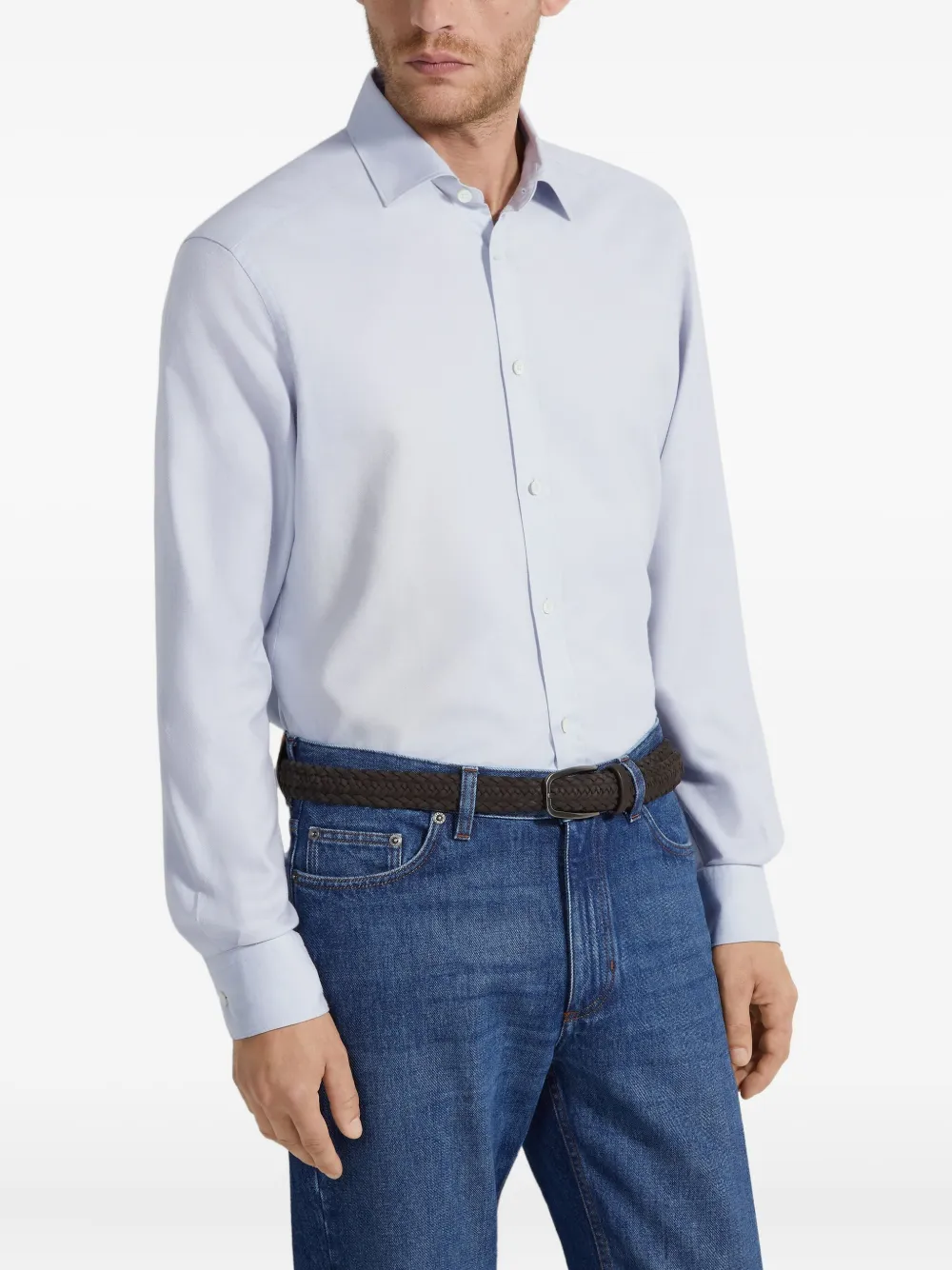 Zegna Linnen overhemd - Blauw