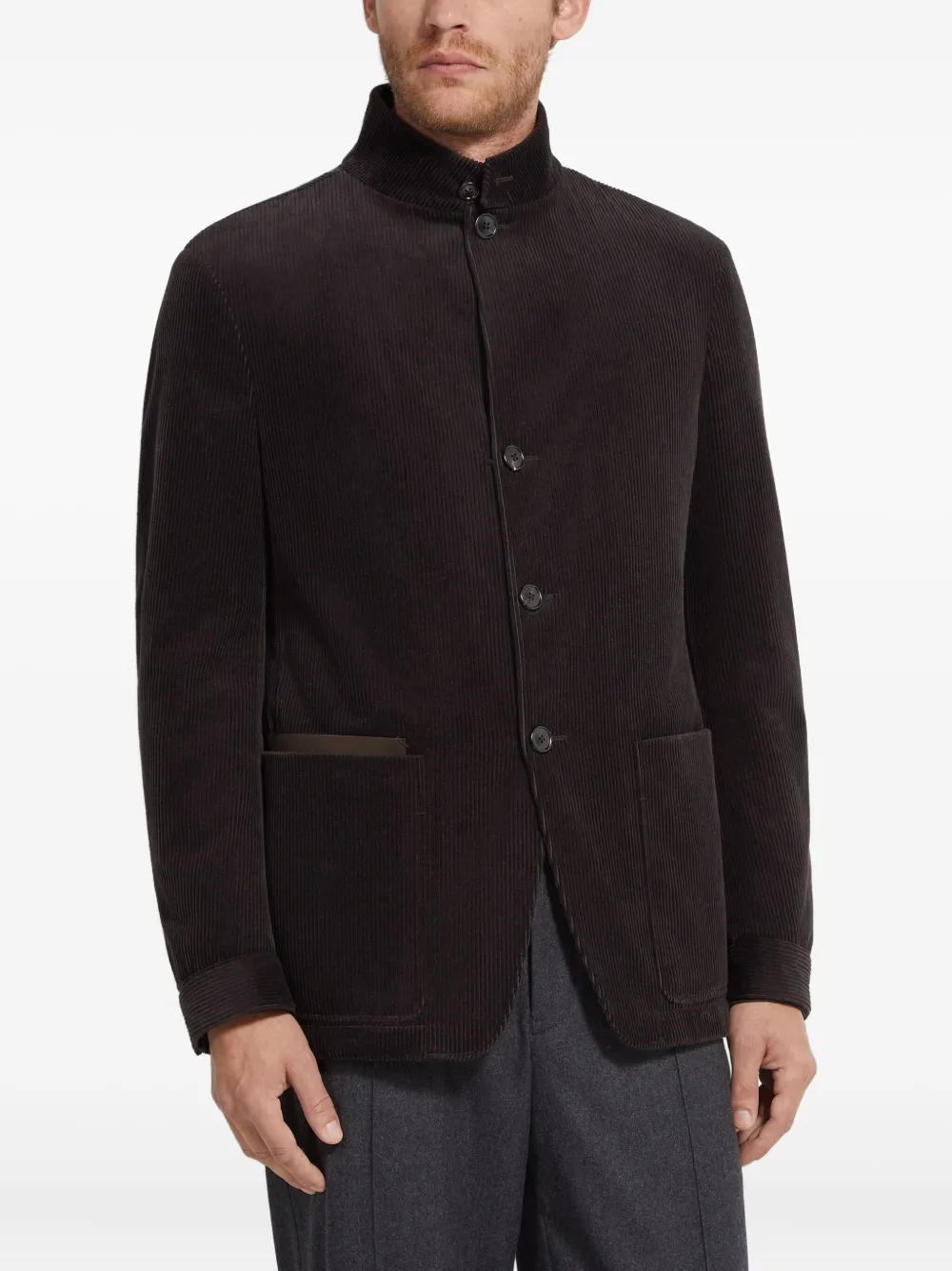 Zegna Ribfluwelen jack Bruin