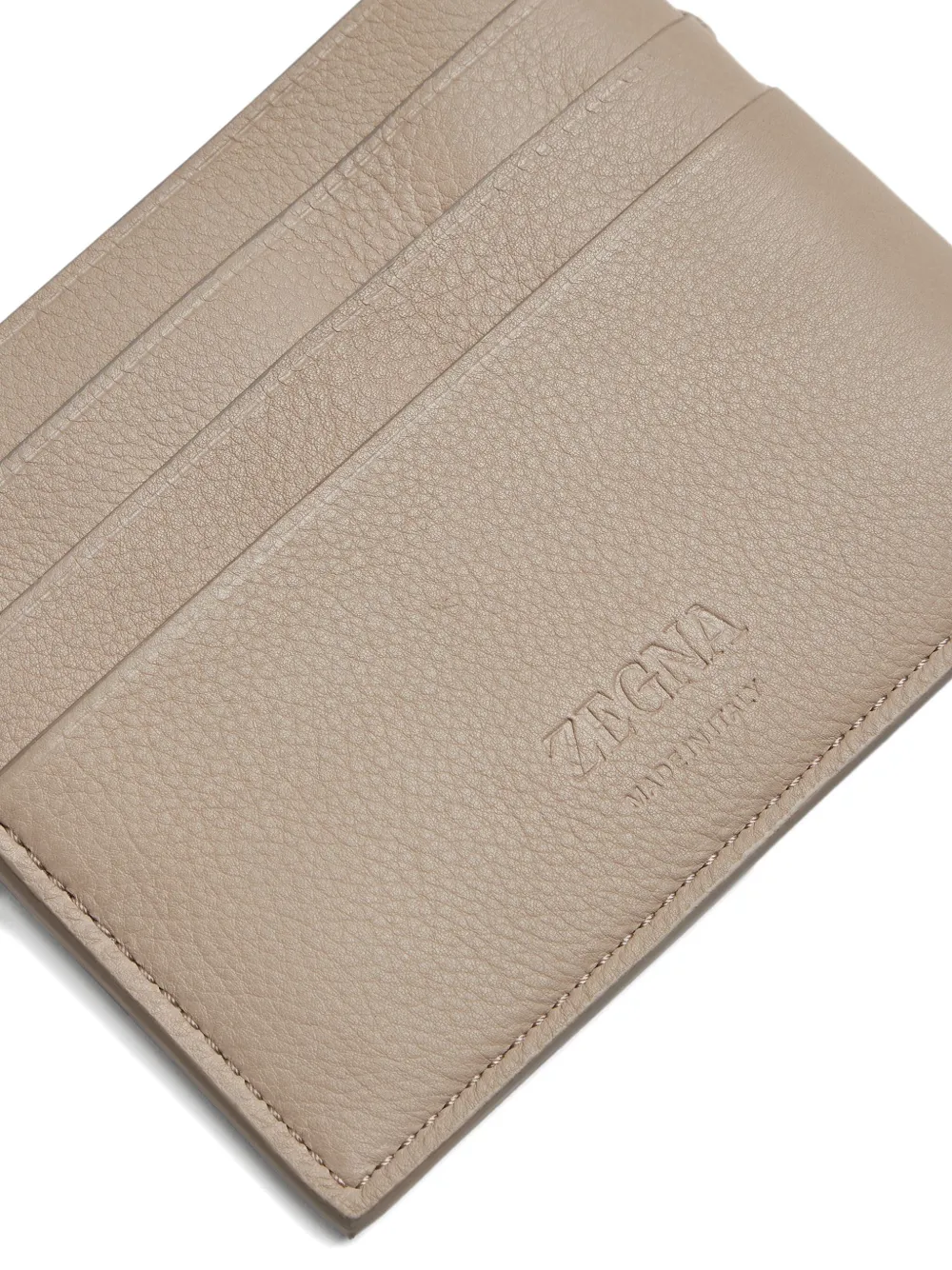 Zegna Leren pasjeshouder met logoplakkaat Beige