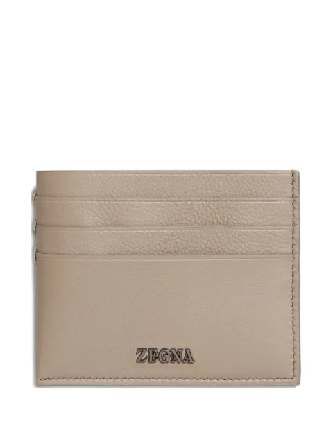Zegna leather logo-plaque card holder